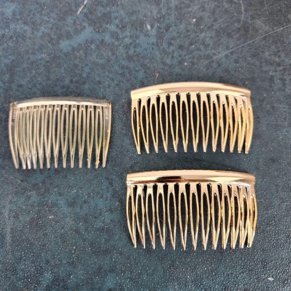 VTG Clear and Gold Hair Comb Accessories USA France Made